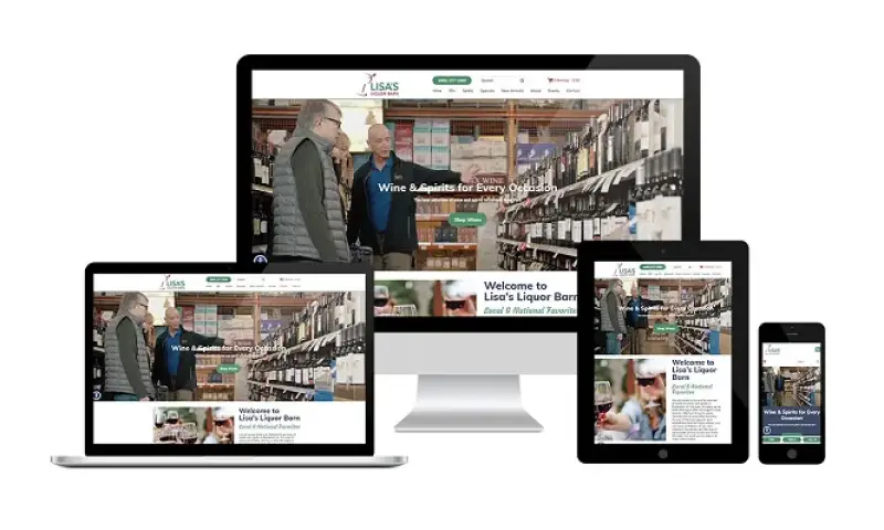 Responsive Lisa's Liquor Barn eCommerce website built with CMS Max