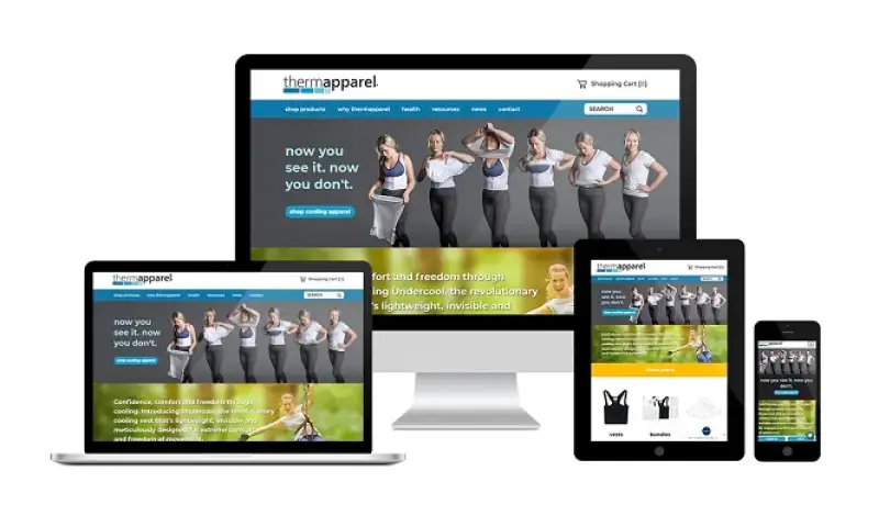 Responsive ThermApparel eCommerce website built with CMS Max